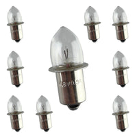 G28619 ~ (Pkg 10) P13.5 Base Flashlight Bulb 4.8V 0.3Amp for 1.5V Battery Flashlights