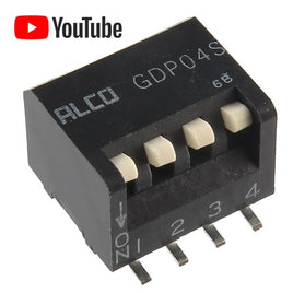 G23542 - (Pkg 4) ALCO GDP04S 4 Position SMD Piano Actuator DIP Switch