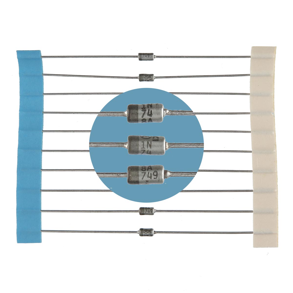 4 Diodes Zener JANTX1N748A 3,9V 500mW DO35 MIL-Spec NOS - Lot Neuf