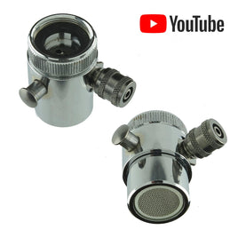 SOLD OUT! - G27423 - Heavy Duty Deluxe Chrome Sink Faucet Diverter Valve for 1/4" RO Tubing with Pushbutton