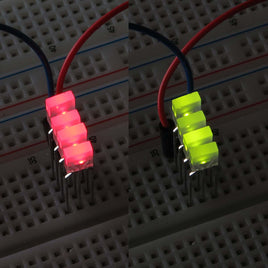 G27586 - (Pkg 5) 3 Lead Reg & Green Common Cathode Rectangular LED
