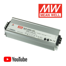 G27636 ~ Mean Well HLG-320H-12C 12VDC 22Amp AC-DC Constant Current, Constant Voltage LED Driver 264Watts
