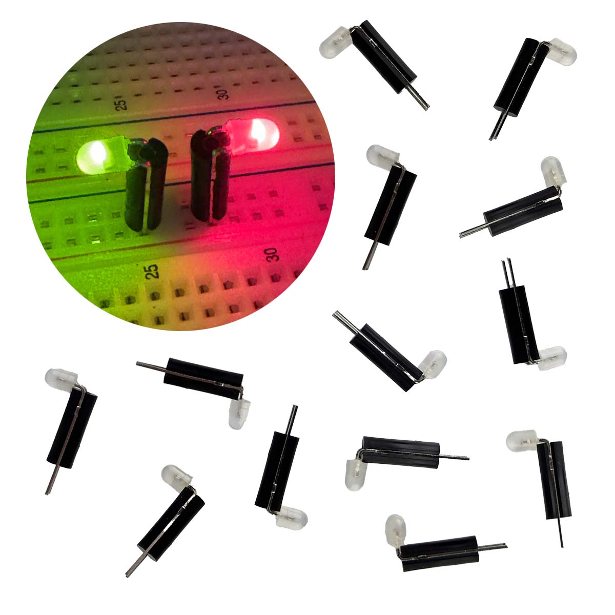 G28014 ^ (Pkg 25) ParaLight 3mm Bipolar Red Green 2 Lead LED