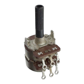 G28204 ~ Standard Size Dual 250K Linear Taper Tab Mount Potentiometer with 1/4" dia. Shaft