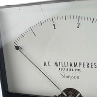 SOLD OUT! - G28207 ~ Simpson AC 0-5 Milliamperes Panel Mount Meter