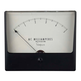 SOLD OUT! - G28207 ~ Simpson AC 0-5 Milliamperes Panel Mount Meter