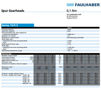 SOLD OUT! - G28572 ~ Faulhaber Spur Gearheads Series 15/5 S – 141 to 1 Ratio