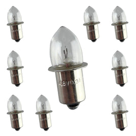 G28619 ~ (Pkg 10) P13.5 Base Flashlight Bulb 4.8V 0.3Amp for 1.5V Battery Flashlights