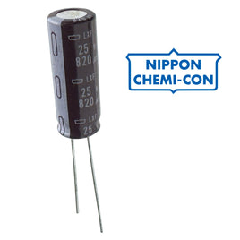 G28651 ~ Nippon Chemi-Con 820uF 25V LXF Series Radial Electrolytic Capacitor