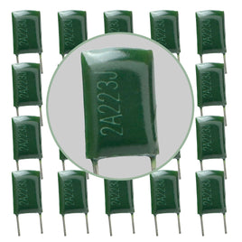 G28727 ~ (Pkg 25) "Greenie" 0.022uF 50V Mylar Film Capacitor