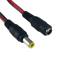 G28736 ~ Male & Female DC Power Pigtail Barrel Plug Connector Cable (12V 5A, 18AWG, 2.1mm x 5.5mm)