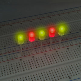 G28814 ~ (Pkg 5) 2 Lead Bipolar Bright Red/Green 5mm LED