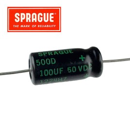 G28815 ~ Sprague 500D 100uF 50VDC High Quality Axial Electrolytic Capacitor