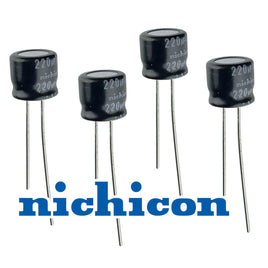 G28831 ~ (Pkg 4) Nichicon Compact 220uF 10V 105°C Radial Electrolytic Capacitor
