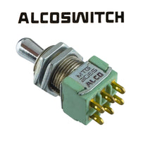 G29071 ~ Alcoswitch MTG-206S Panel Mounting DPDT On-Off-On Center Off Spring Return Momentary Toggle Switch
