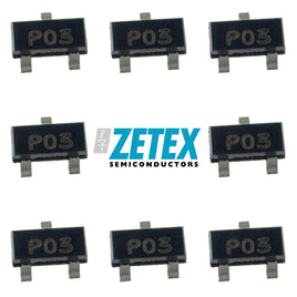 G29098 ~ (Pkg 10) ZETEX ZXM61P03FTA P-Channel 30V, 1.4A, 625mW MOSFET SMD, SOT-23