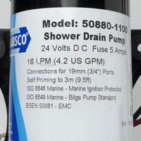 SOLD OUT! - G29108 ` Jabsco 50880-1100 Shower Drain Pump – 24V DC, 4.2 GPM, Marine Boat RV