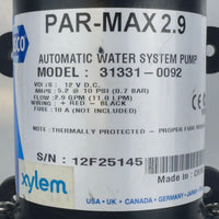 G29111 ` Jabsco PAR-MAX 2.9 Automatic Water System Pump – Model 31331-0092, 12V DC, 2.9 GPM