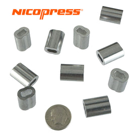 G29166 ~ (Pkg 10) Nicopress 188-4-VM Aluminum Oval Sleeve for 1/8" (3mm–3.5mm) Wire Rope 