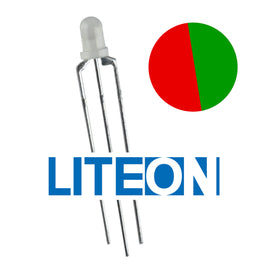 G29216 ~ (Pkg 10) Liteon LTL 1BEWJ Red/Green 3 Lead 3mm White Diffused Lens LED