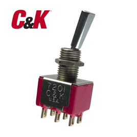 G29266 ~ C&K 7201P3 DPDT ON-ON Panel Mount Toggle Switch 720IP3