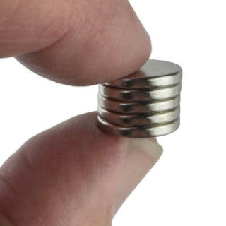 G29383 ~ (Pkg 5) Powerful 12mm x 2mm Nickel-Plated Neodymium Rare Earth Magnets