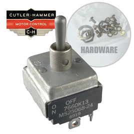 G29485 ~ Cutler Hammer Eaton MS25068-24 / 7660K13 4PST Panel Mount Toggle Switch