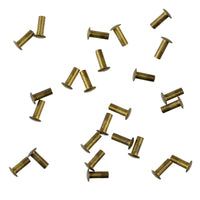 G29636 ~ (Pkg 25) Mini Brass Rivets Head is 0.100" Round Dome 3/16" L x 1/16 Dia.