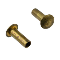G29636 ~ (Pkg 25) Mini Brass Rivets Head is 0.100" Round Dome 3/16" L x 1/16 Dia.
