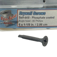 G29782B ~ (2 Pkg) Pro-Twist DARTS #6 x 1-1/8" Self-Drilling Drywall Screws - Phosphate Coated Bugle Head #2 Phillips
