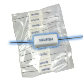 G29792 + (Pkg 10) 5W 3.6K Ohm 5% Cement Ceramic Wirewound Resistors 5W3.6KΩJ