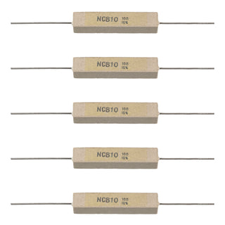 G29975 ~ (Pkg 5) NCB10 10 Ohm 10W 10% Ceramic Cement Power Resistor
