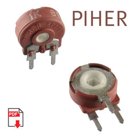 G23465 ` (Pkg 10) Piher 1K 10mm Vertical Mount Linear Taper Cermet Potentiometer