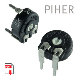 G23687 + (Pkg 10) Piher PT10 Series 5K Horizontal Mount 10mm Trimmer Resistor