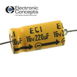 SOLD OUT! G23770A - (Pkg 10) ECI 220uF 16V Axial Electrolytic Capacitor