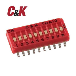 SOLD OUT-G24388A - (Pkg 5) C&K Tiny 10 Position SMD DIP Switch TDA10H0SK1R