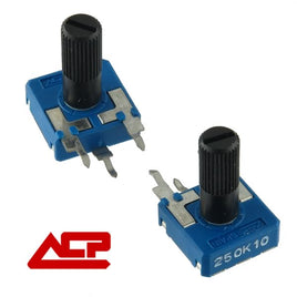 G25257 - (Pkg 10) ACP 250K Linear Taper Trimmer Potentiometer with Shaft for Knob