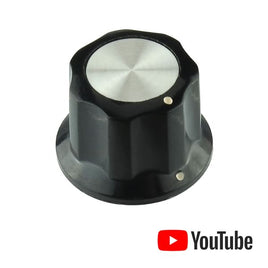 G25476 ` (Pkg 4) Vintage Attractive Black/Chrome Pointer Knob for 1/4" Knurled Shafts