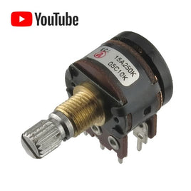 G25545 - Miniature Panel Mounting Dual 10K/250K Reverse Log Taper Potentiometer with Detents