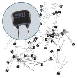 G25692A  (Pkg 100) Cornell Dubilier (CDE) 390pf 5% 50V Radial Dipped Silver Mica Capacitor