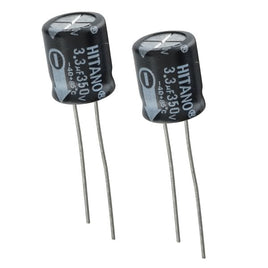 G25830 - (Pkg 2) Hitano Compact High Voltage Radial Electrolytic 3.3MFD 350V Capacitor