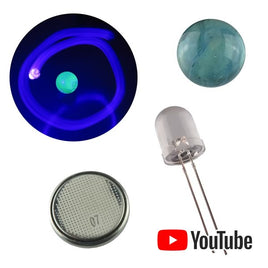 G26096 ^ Radioactive Vaseline Glass Marble UV LED & Battery